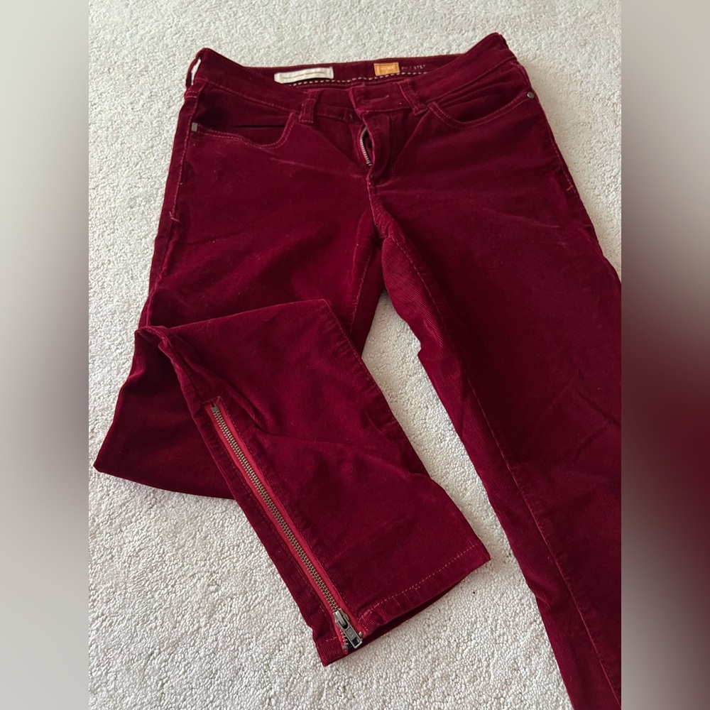 Pilcro and the Letterpress Women's Burgundy Corduroy Pants, Size 28 - Picture 11 of 15